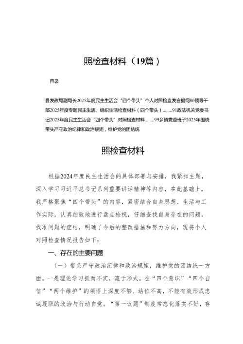 20242025年民主生活会“四个带头”个人对照检查材料19篇.docx