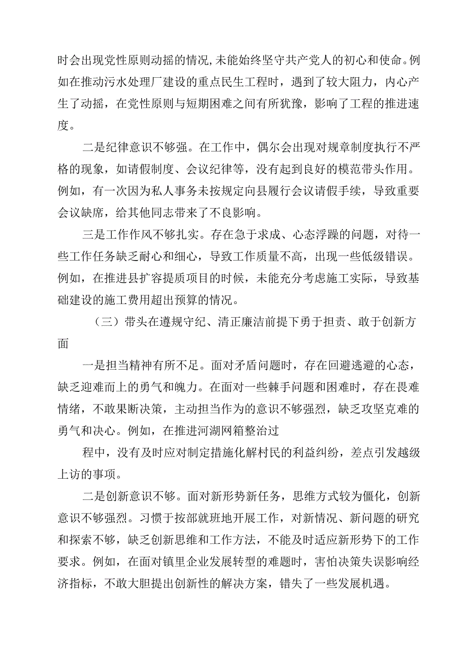 镇长2025民主生活会“四个带头”对照检查材料【4篇】供参考.docx_第2页