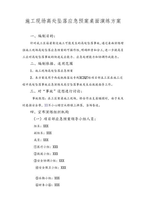 施工现场高处坠落应急预案桌面演练方案.docx