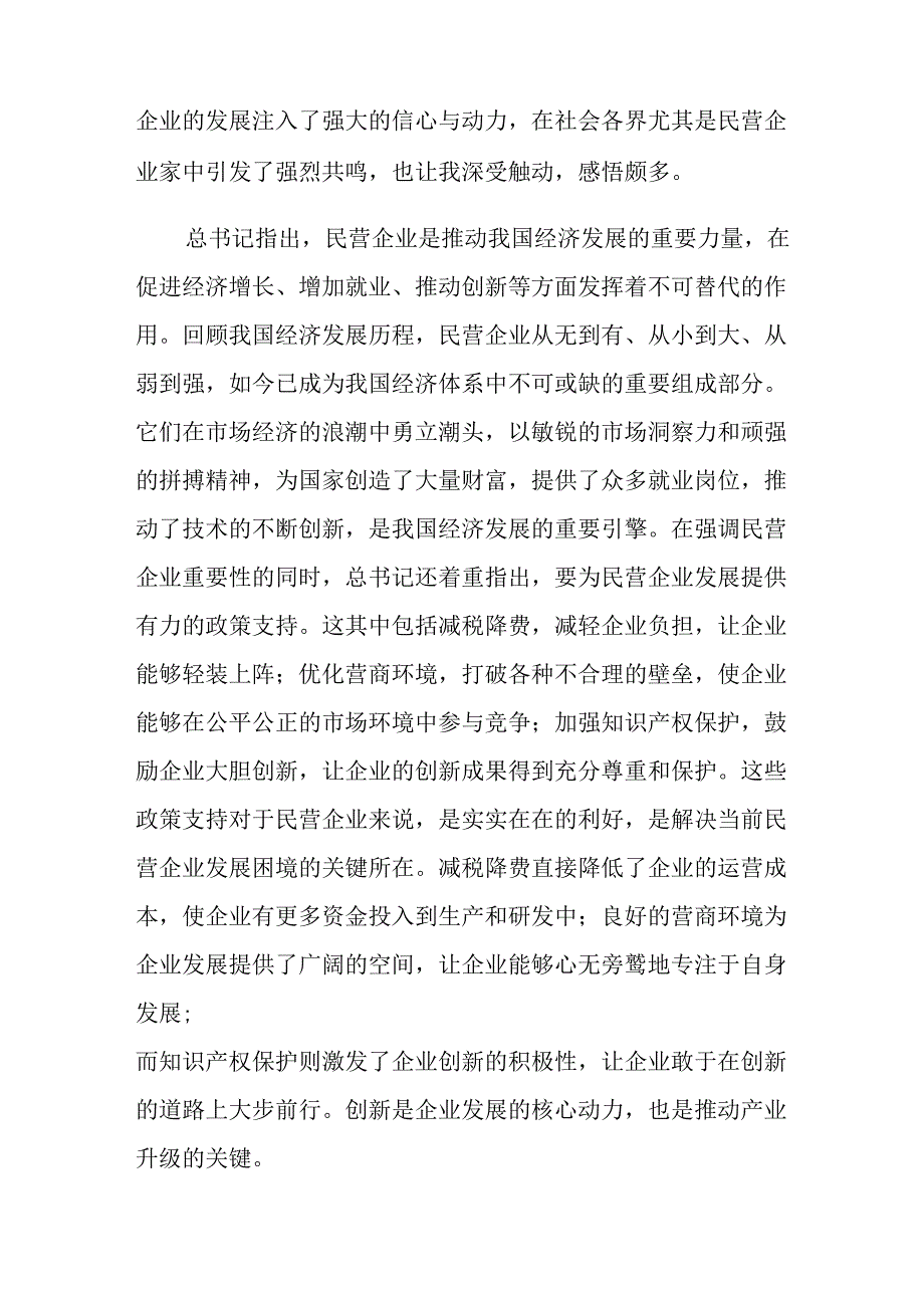 民营企业2025年学习《民营企业座谈会》个人心得感悟 （5份）72(1).docx_第2页