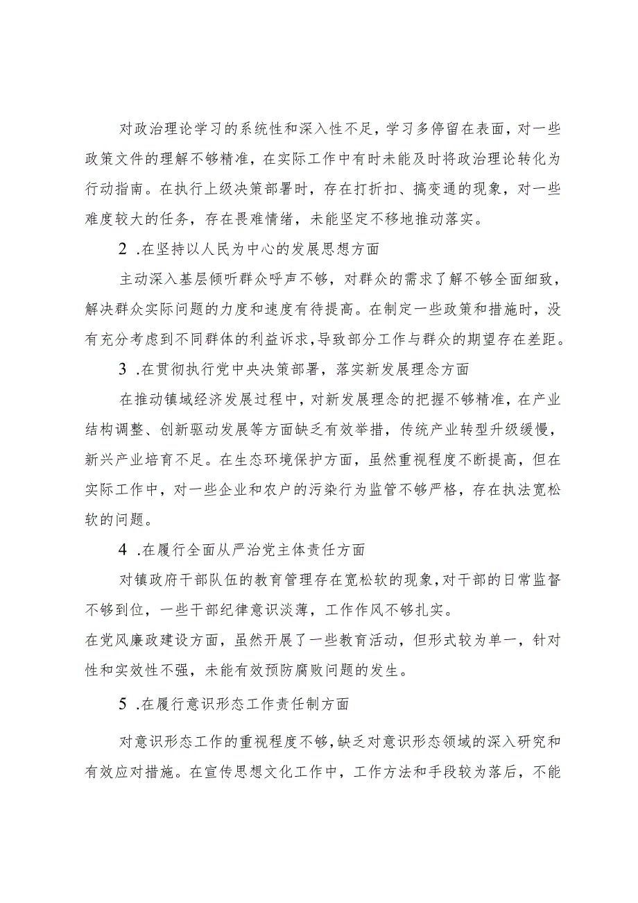 镇长民主生活会发言提纲、市人大党组书记、主任民主生活会前研讨发言提纲.docx_第2页