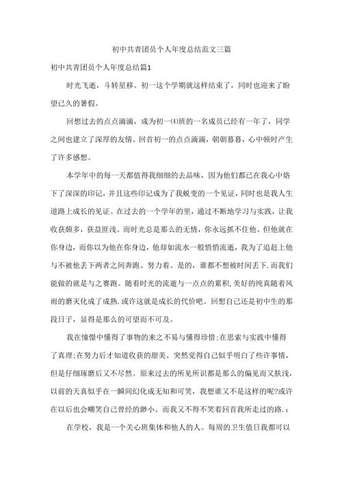 初中共青团员个人总结范文三篇.docx
