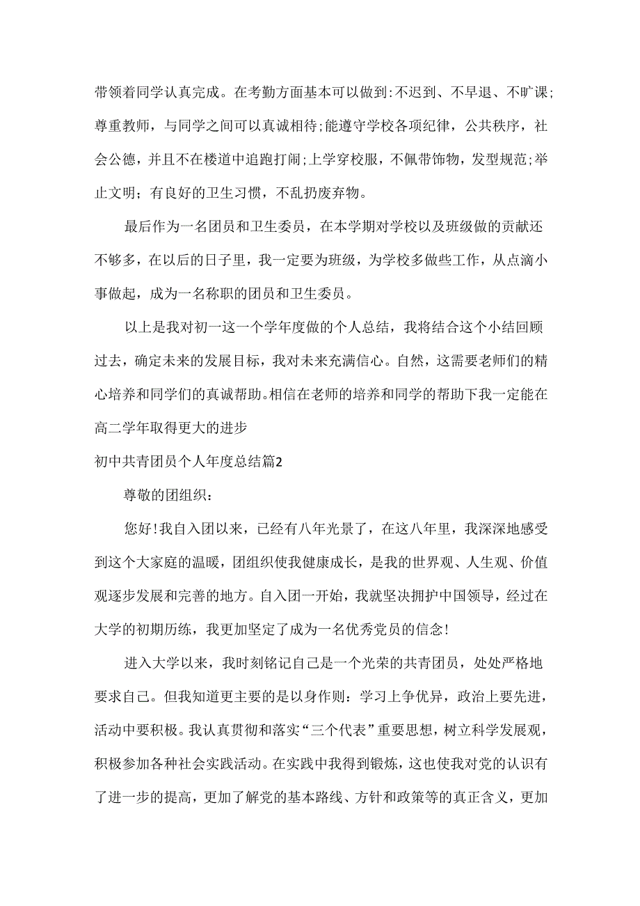 初中共青团员个人总结范文三篇.docx_第2页