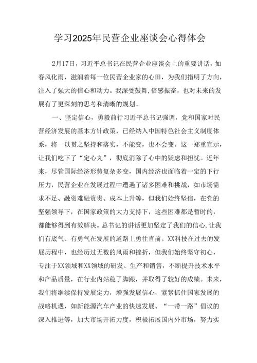 民营企业2025年学习《民营企业座谈会》个人心得感悟 （5份）87.docx