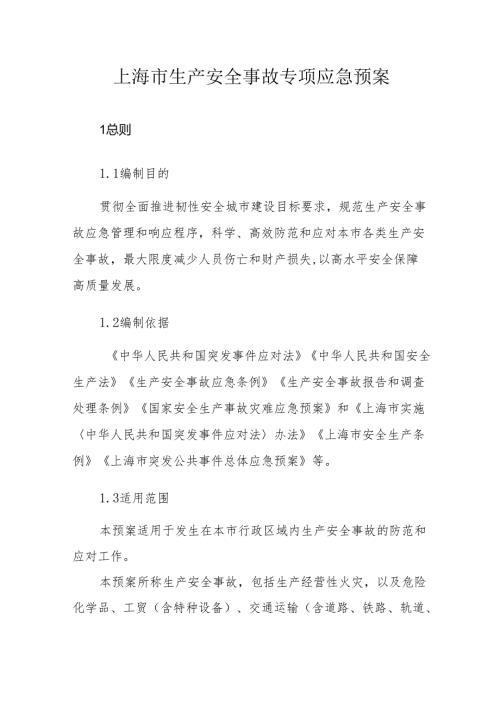 2024版《上海市生产安全事故专项应急预案》.docx