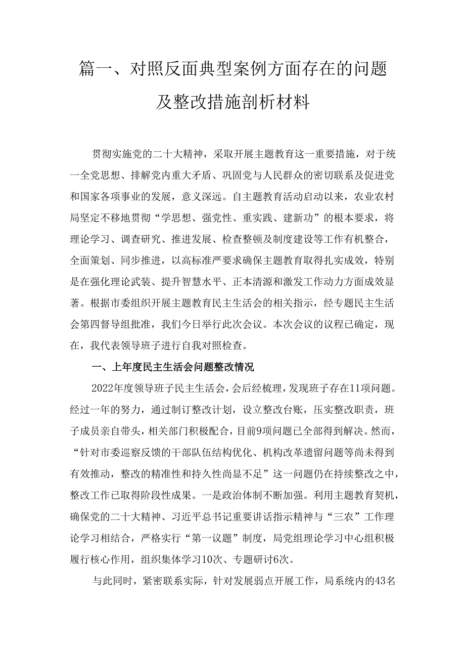 十篇对照反面典型案例方面存在的问题及整改措施剖析材料参考范文.docx_第3页