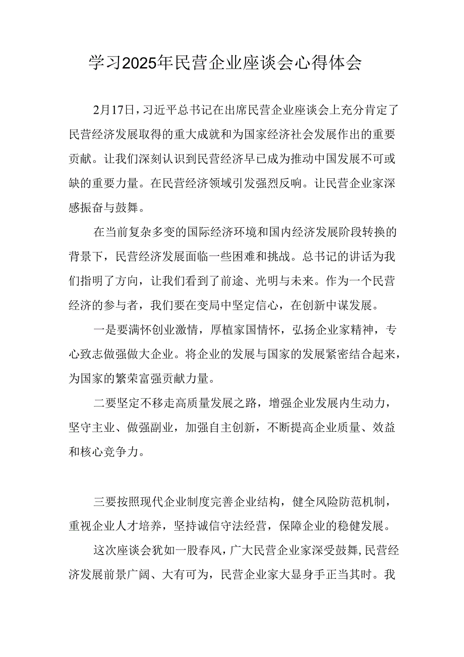 民营企业2025年学习《民营企业座谈会》个人心得感悟 （6份）68.docx_第3页