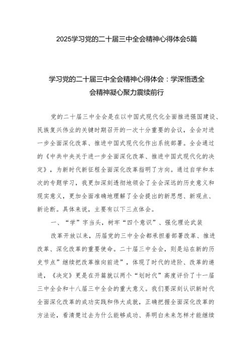 2025学习党的二十三中全会精神心得体会5篇.docx
