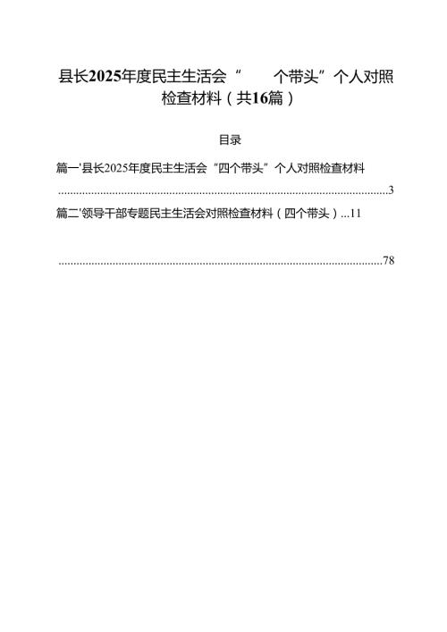 （16篇）县长2025民主生活会“四个带头”个人对照检查材料集合.docx