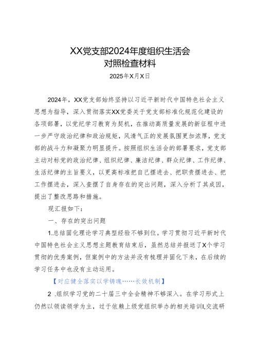 组织生活：2024“四个带头”组织生活会：02党支部对照检查材料.docx