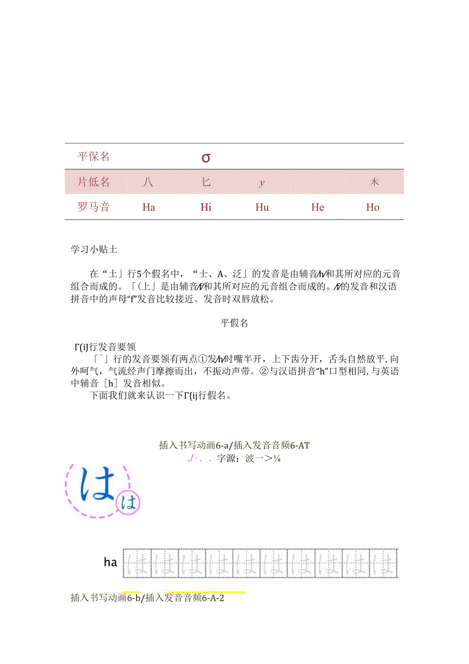 《基础日语》6. 清音は行云教材文本.docx_第1页