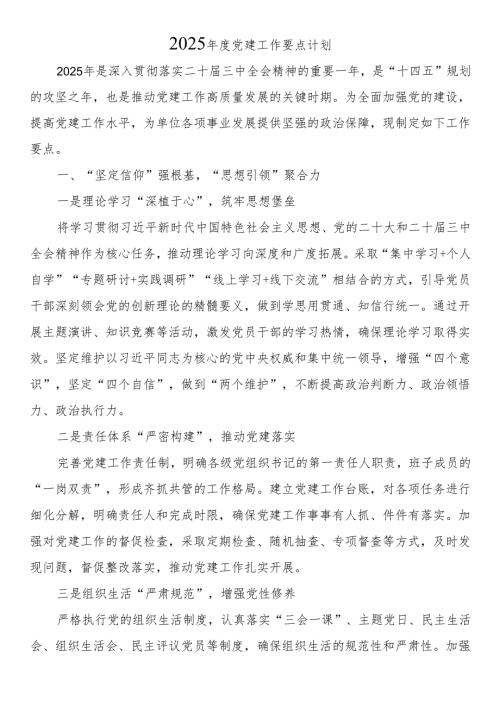 2025党建工作要点计划.docx