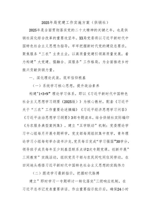 2025年局党建工作实施方案（供销社）.docx