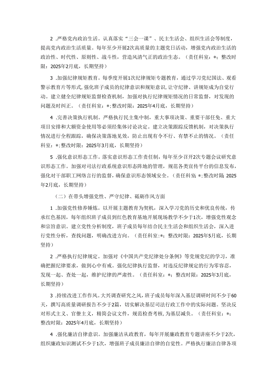 2024民主生活会（组织生活会）查摆问题的整改方案.docx_第2页