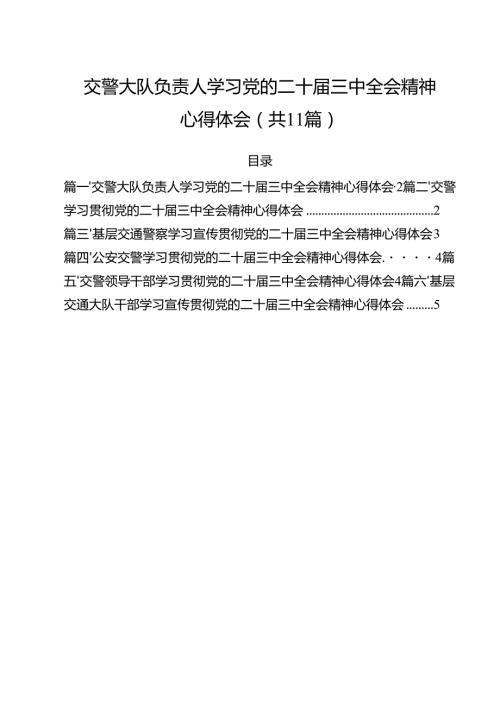 （11篇）交警大队负责人学习党的二十三中全会精神心得体会（详细版）.docx