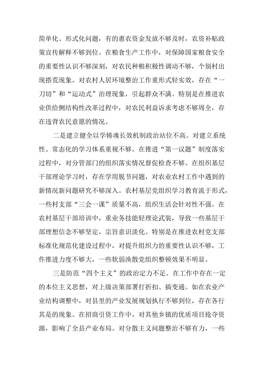 （3篇）乡镇长副乡长2024年民主生活会个人对照发言材料（四个带头）.docx_第2页
