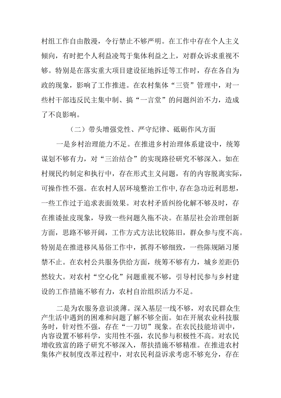 （3篇）乡镇长副乡长2024年民主生活会个人对照发言材料（四个带头）.docx_第3页