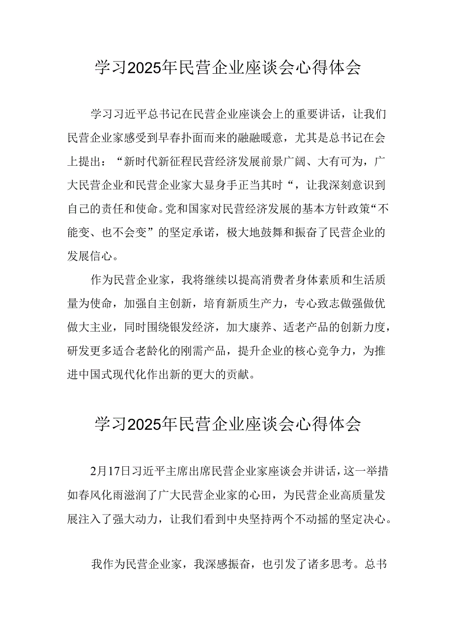 2025年私营企业学习《民营企业座谈会》个人心得体会 汇编7份.docx_第1页