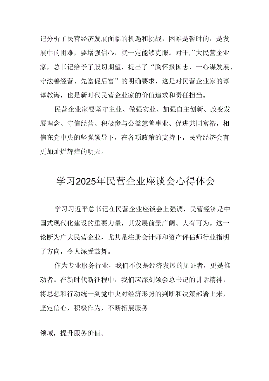2025年私营企业学习《民营企业座谈会》个人心得体会 汇编7份.docx_第2页