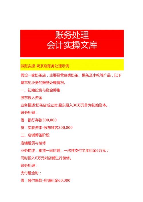 做账实操奶茶店账务处理示例.docx