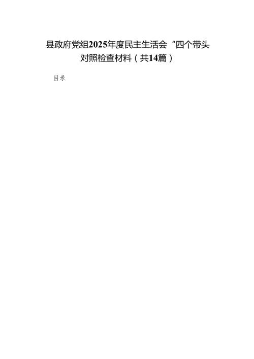 县政府党组2025民主生活会“四个带头”对照检查材料14篇.docx
