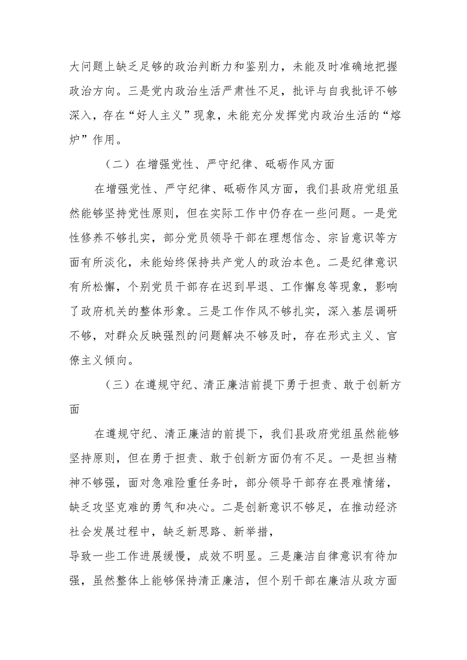 县政府党组2025民主生活会“四个带头”对照检查材料14篇.docx_第3页