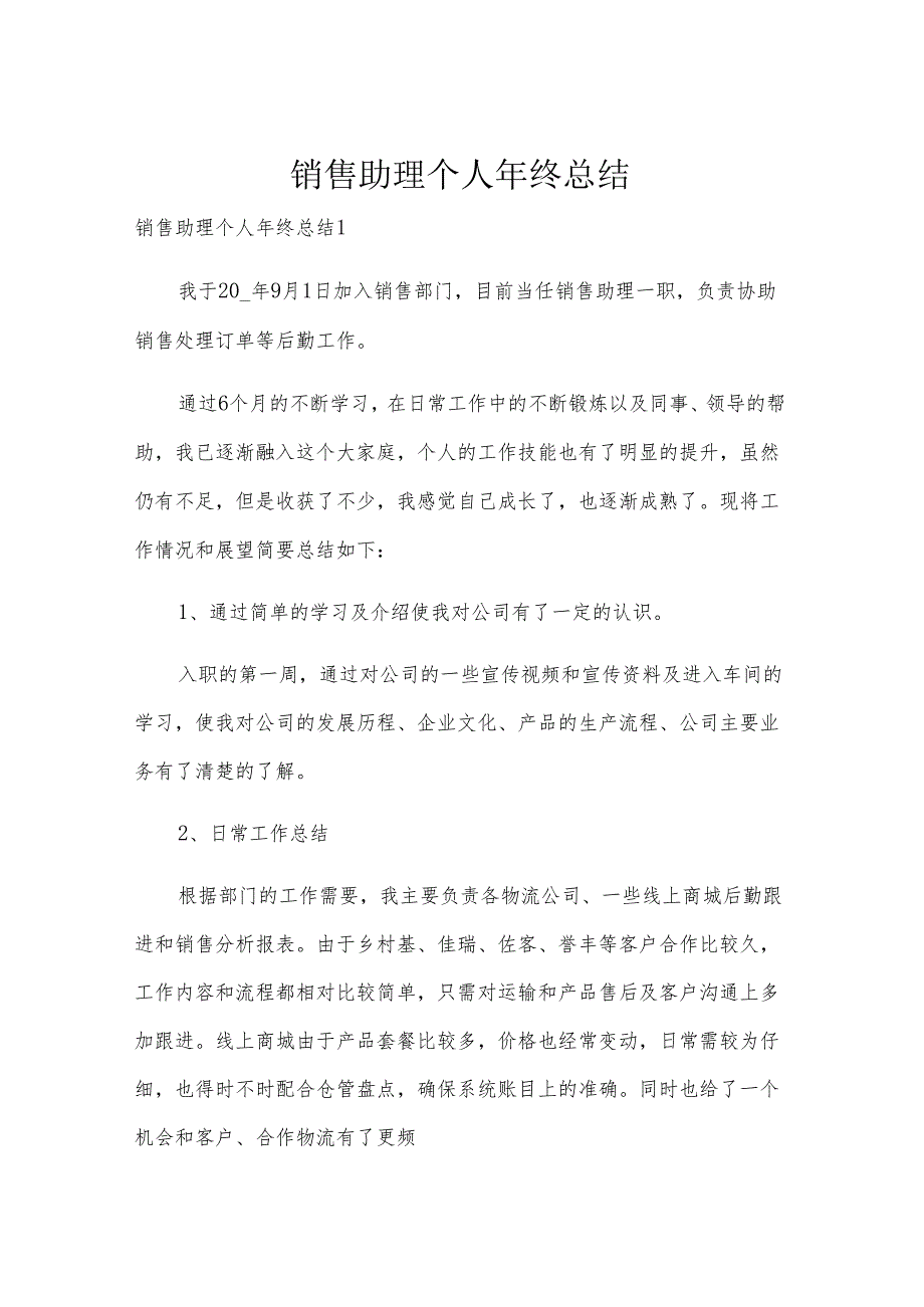 销售助理个人年终总结.docx_第1页