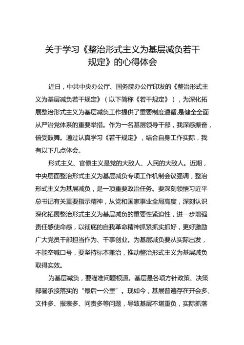 《整治形式主义为基层减负若干规定》学习心得10篇.docx