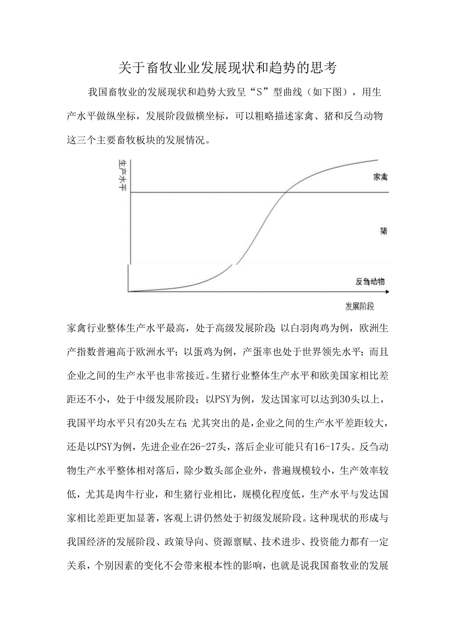 关于畜牧业业发展现状和趋势的思考.docx_第1页