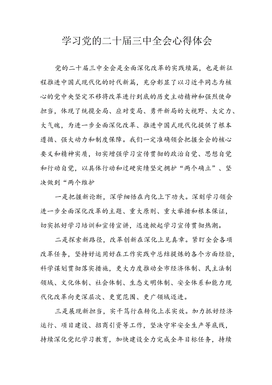 学习2024年学习党的二十三中全会个人心得体会 汇编13份.docx_第1页