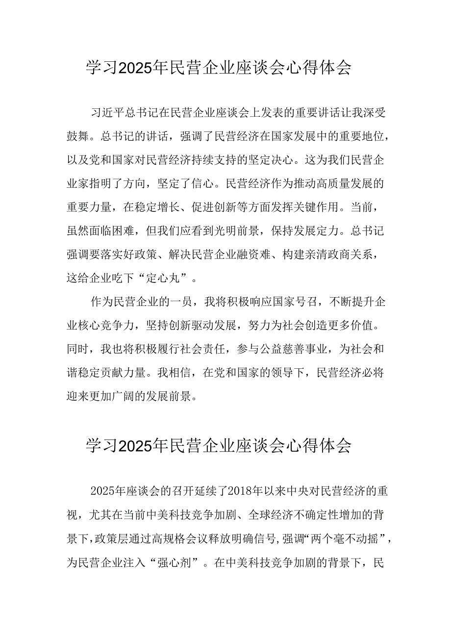 2025年私营企业学习民营企业座谈会个人心得体会 汇编10份.docx_第1页