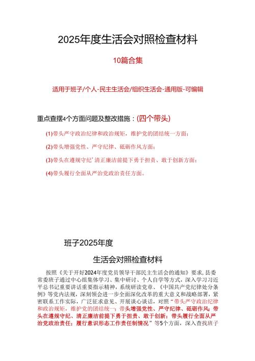民政局领导班子20242025民主生活会“四个带头”个人检查材料.docx