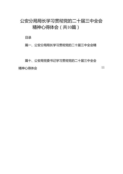 （10篇）公安分局局长学习贯彻党的二十三中全会精神心得体会参考范文.docx