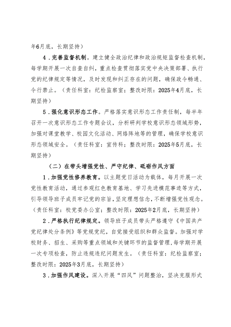 市第一高级中学2024民主生活会查摆问题整改方案.docx_第3页