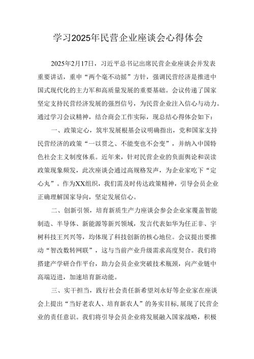 民营企业2025年学习《民营企业座谈会》个人心得感悟 （5份）81(1).docx
