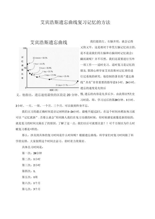 艾宾浩斯遗忘曲线复习记忆的方法.docx