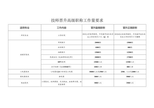 技师晋升高级职称工作量要求.docx