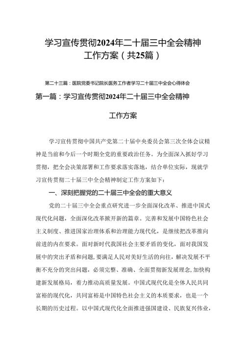 学习宣传贯彻2024年二十三中全会精神工作方案（25篇）.docx