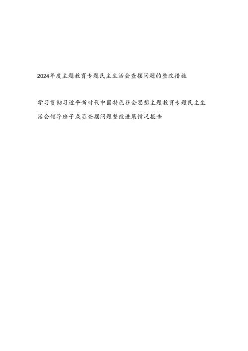 2024主题教育专题民主生活会查摆问题的整改措施进展情况报告.docx