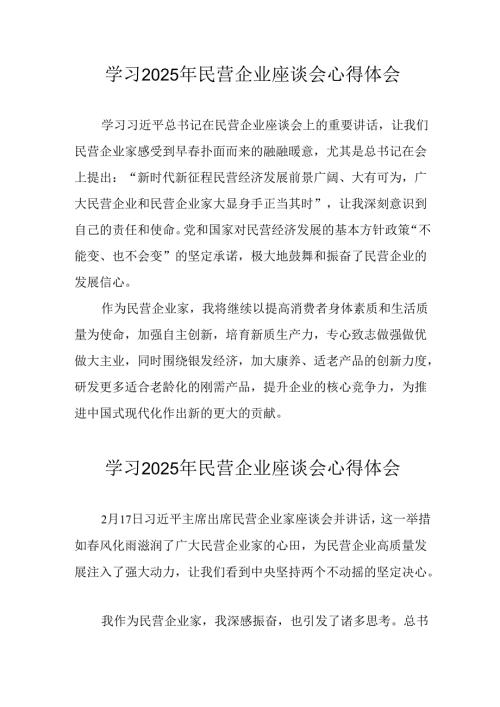 2025年私营企业学习民营企业座谈会个人心得体会(1).docx