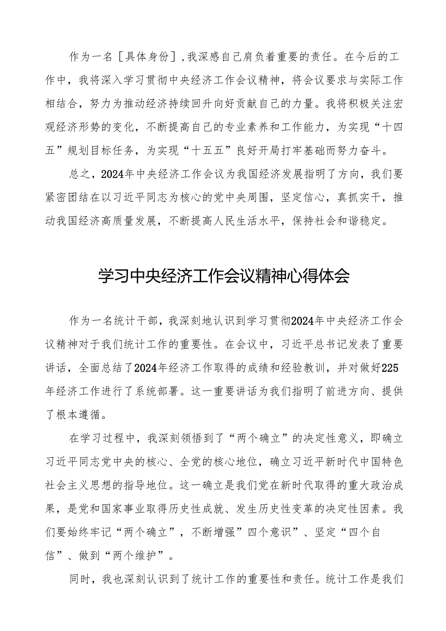 统计干部学习2024年中央经济工作会议精神心得体会四篇.docx_第2页