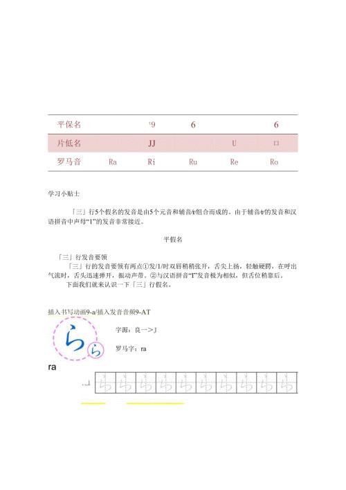 《基础日语》9. 清音ら行云教材文本.docx