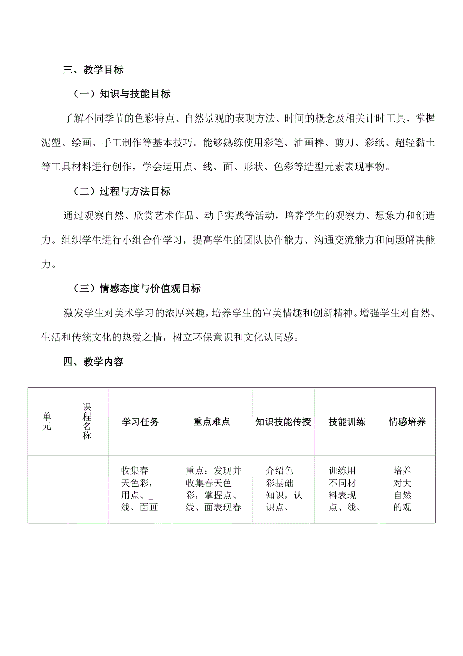 2024版新教材（2025）人美版一年级美术教学工作计划含进度表.docx_第3页