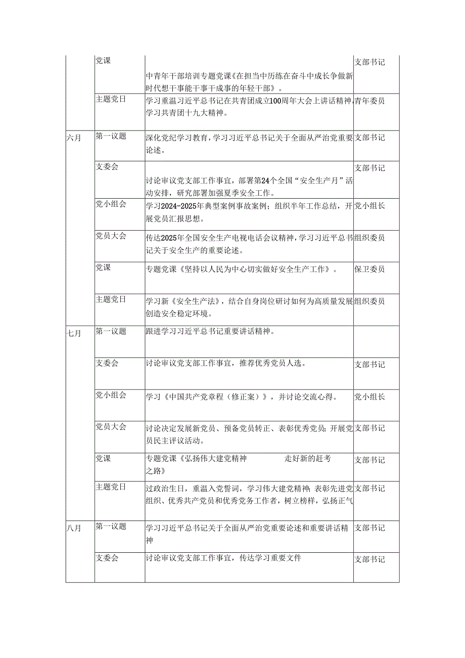 2025年“三会一课”及“主题党日”活动计划表两篇供参考.docx_第3页