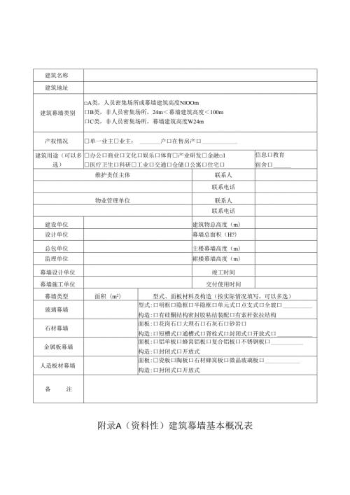 既有建筑幕墙、外窗基本概况表、安全检查记录表、统计表、检查报告.docx
