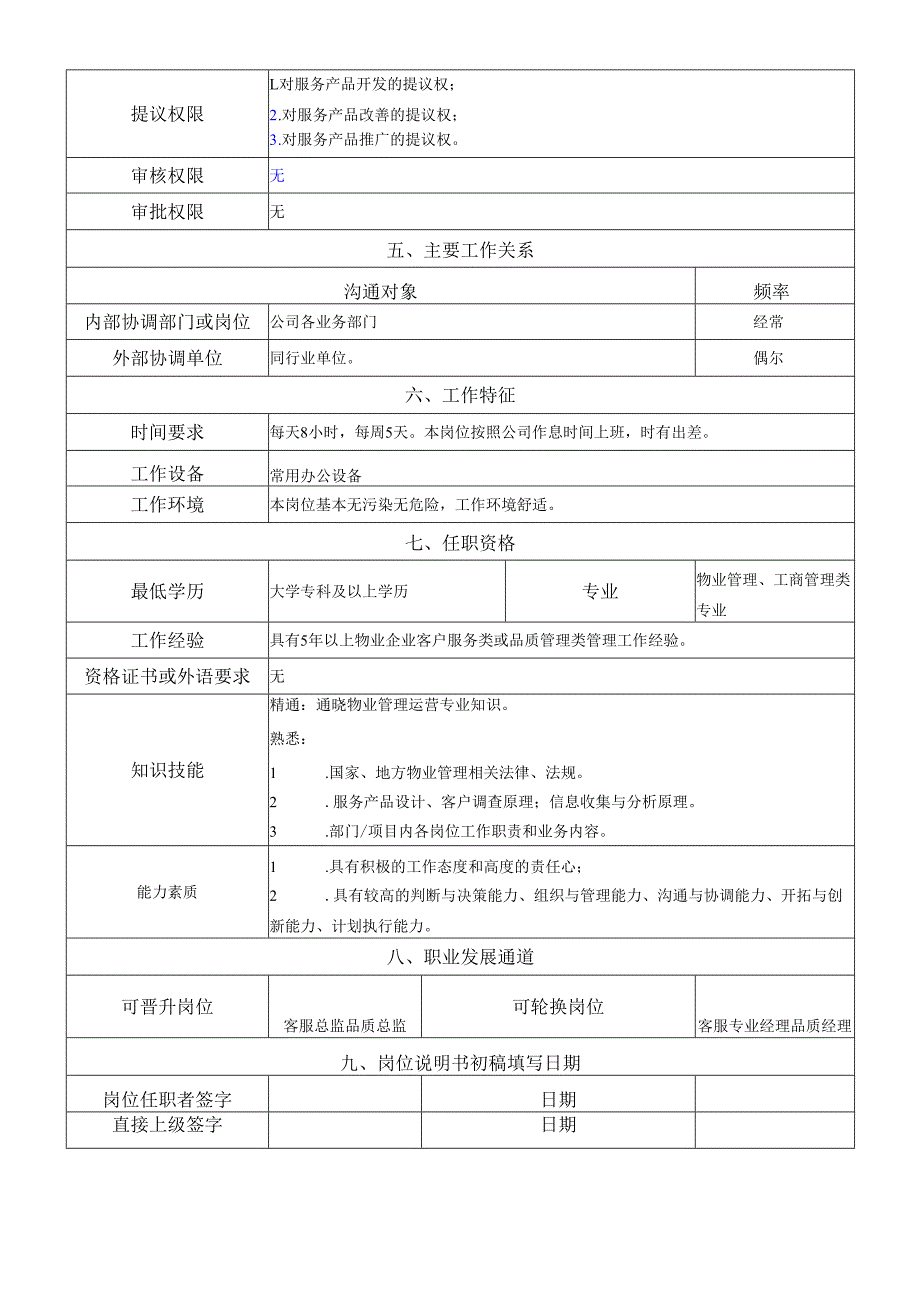 岗位说明书运营管理中心客研管理岗.docx_第2页
