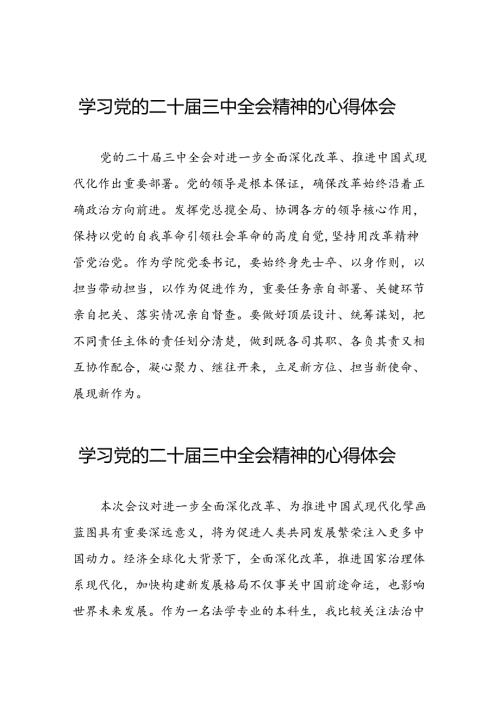 党员干部关于二十三中全会精神心得体会简短发言六十篇.docx