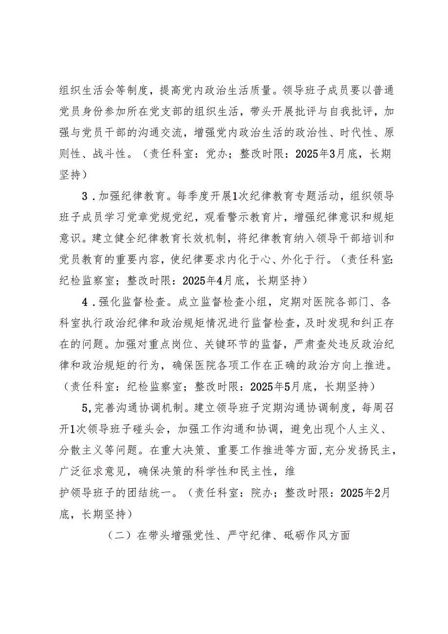 2025妇联、医院2024民主生活会查摆问题整改方案（四个带头 五个方面）.docx_第3页