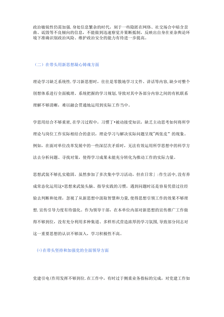 上新！2024民主生活会问题查摆.docx_第2页