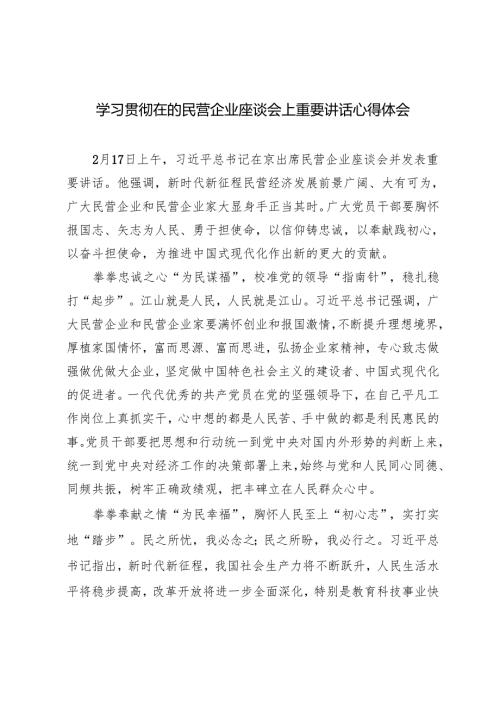 5篇 2025年学习贯彻在的民营企业座谈会上重要讲话心得体会.docx